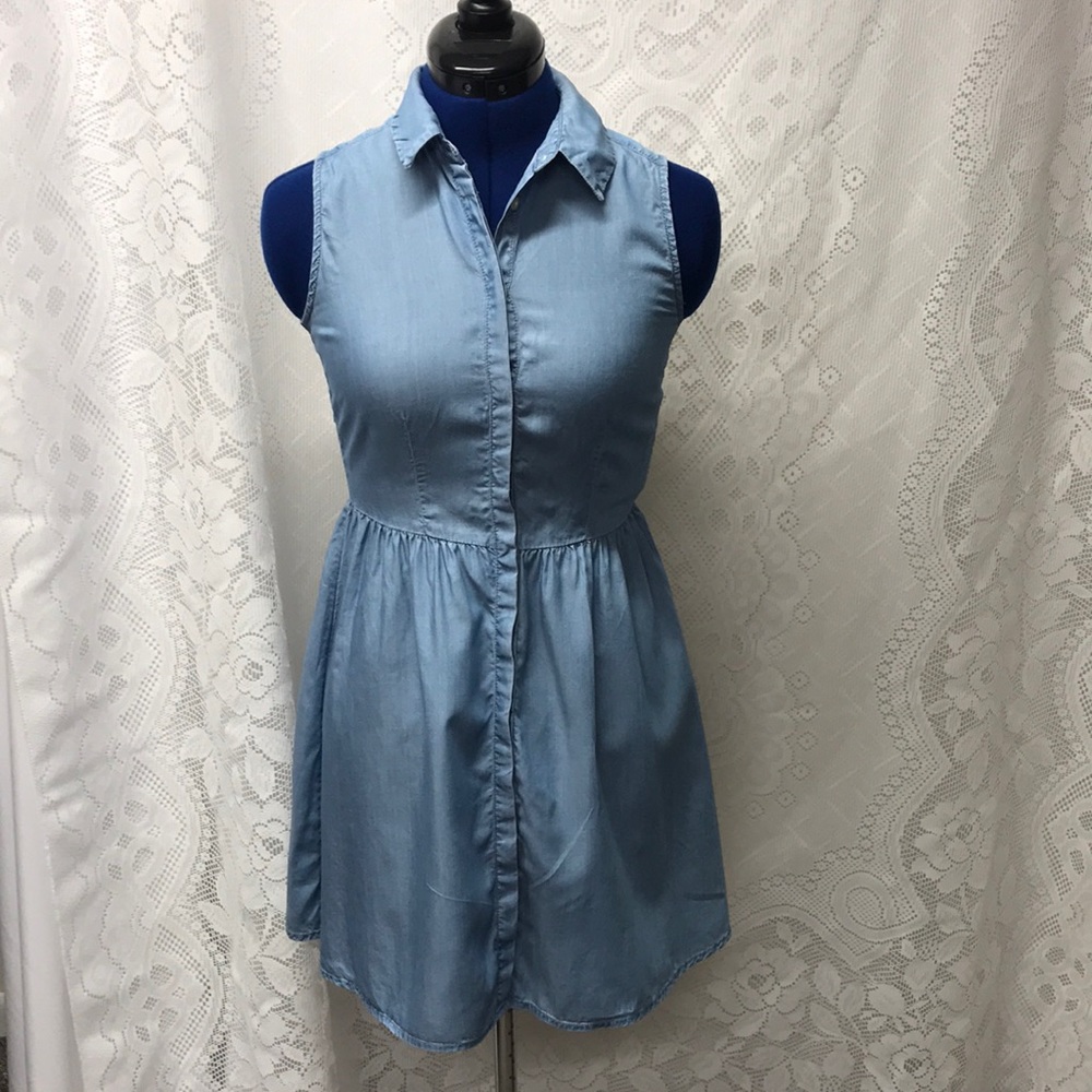 Divided Light Blue Denim-Style Sleeveless Mini Dress